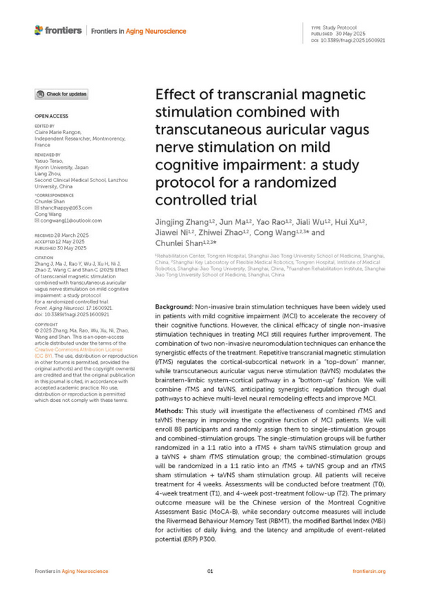 Effect of taVNS on mild cognitive impairment.