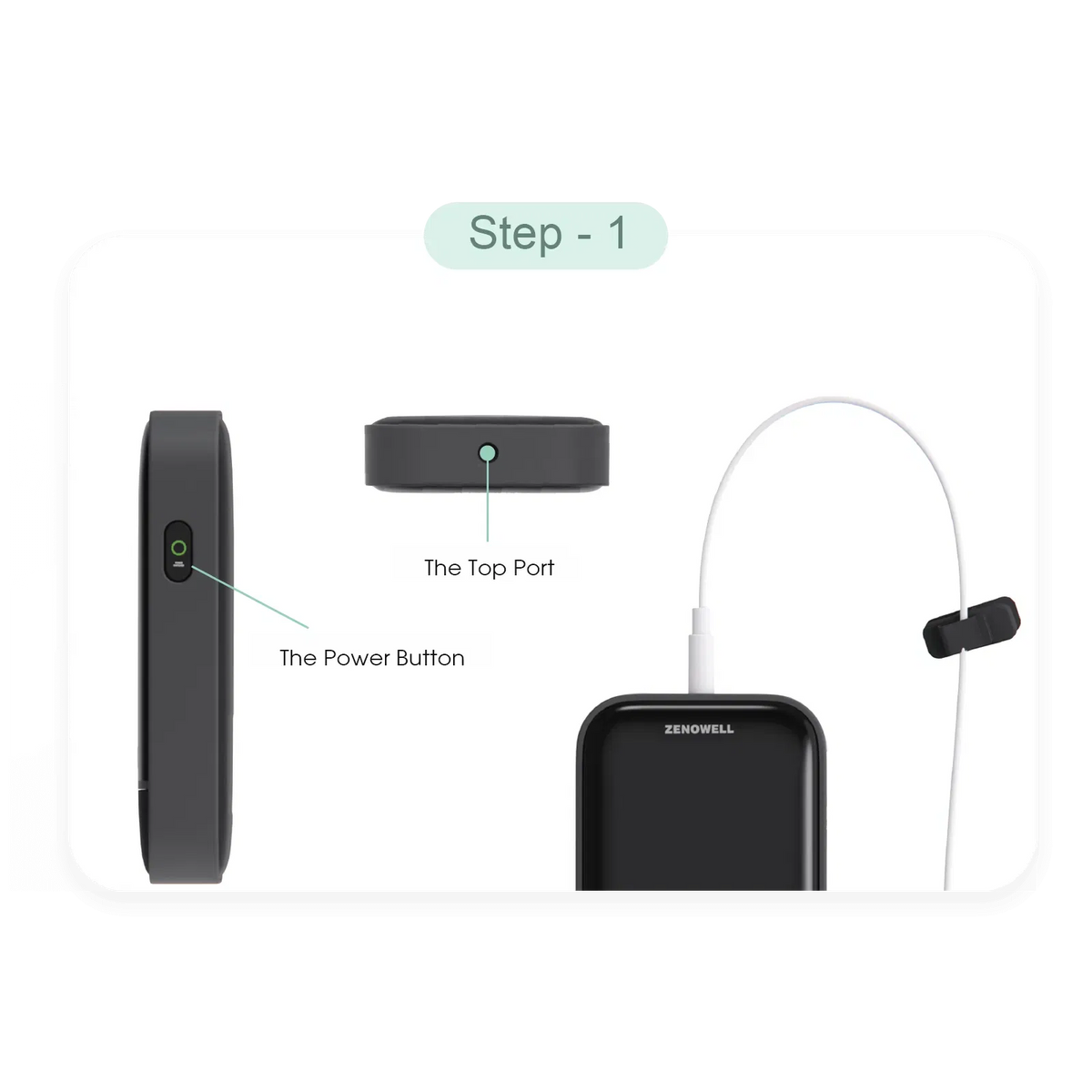 Step 1: Power on the ZenoWell Vita device
