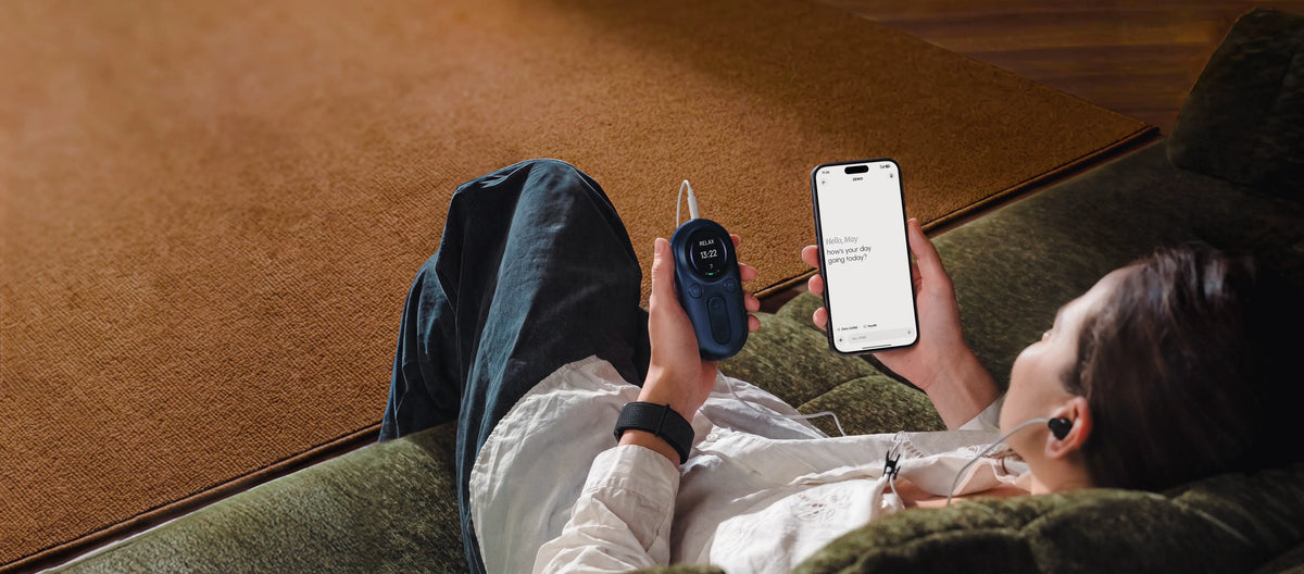 Person using Luna Plus during a recovery routine