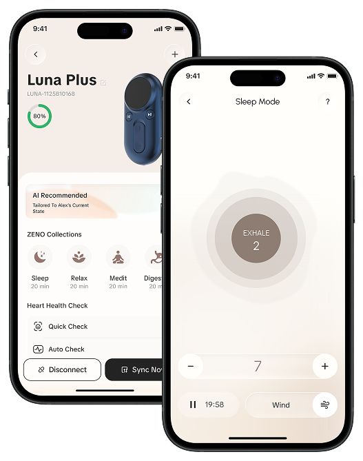 Zeno App Luna Plus controls screen