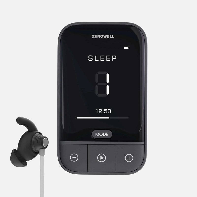 ZenoWell Vita–The Way to Calm-non-invasive vagus nerve stimulation device with handheld controller and earpiece,  designed for improving sleep quality and relaxation