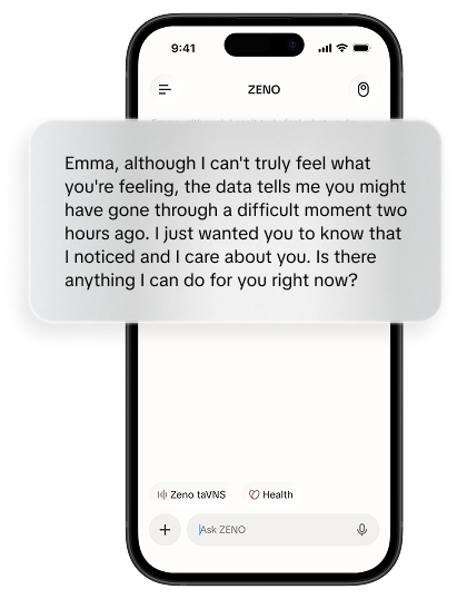 Zeno App personalized AI guidance screen