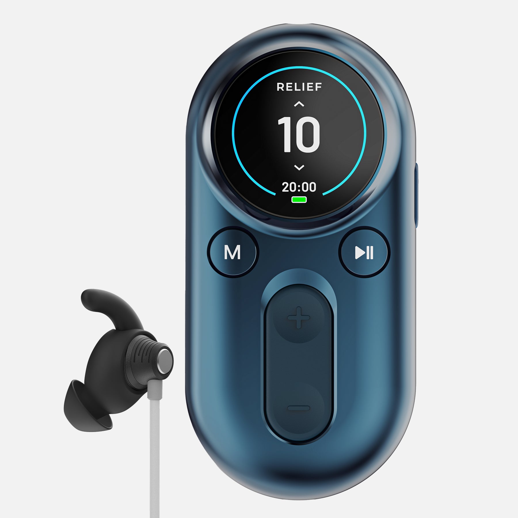 ZenoWell Luna(Blue) non-invasive vagus nerve stimulation device with handheld controller and earpiece