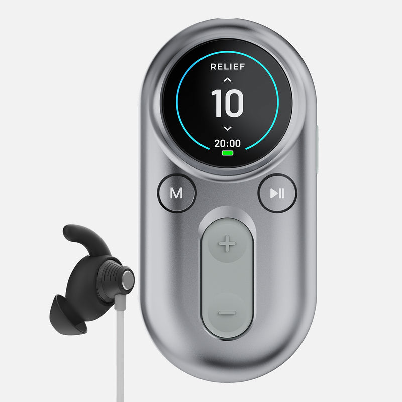 ZenoWell Luna(Gray) non-invasive vagus nerve stimulation device with handheld controller and earpiece，designed for improving sleep quality and relaxation